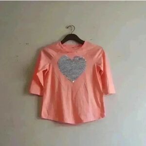 Crazy 8 Peach Long Sleeve Tee with Glitter Heart
